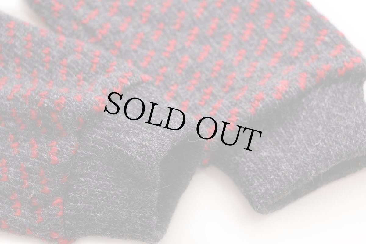 画像6: 90s ノルウェー製 L.L.Bean ノルウェージャン バーズアイ ウールニット カーディガン グレー×レッド L-L (6)