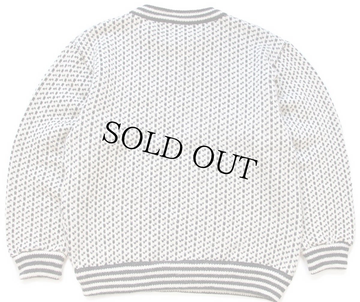画像2: 80s ノルウェー製 L.L.Bean ノルウェージャン バーズアイ ウールニット セーター 白×グレー L★B (2)