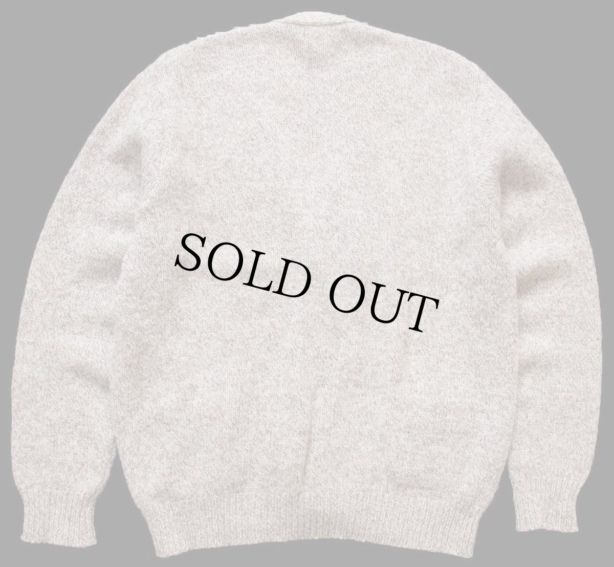 画像2: 80s USA製 L.L.Bean 無地 ウールニット カーディガン グレーブラウン×ナチュラル ミックス L (2)