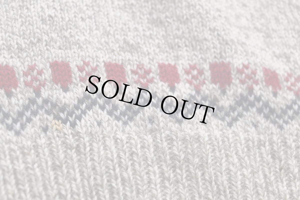 画像5: 80s L.L.Bean 雪柄 ノルディック柄 ウールニット セーター グレーブラウン×ナチュラル ミックス L (5)