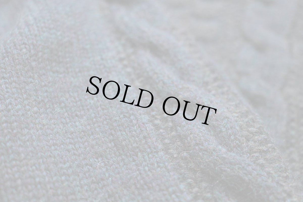 画像6: 90s アイルランド製 L.L.Bean 編み柄 切り替え ウールニット セーター 緑×紫 ミックス M (6)