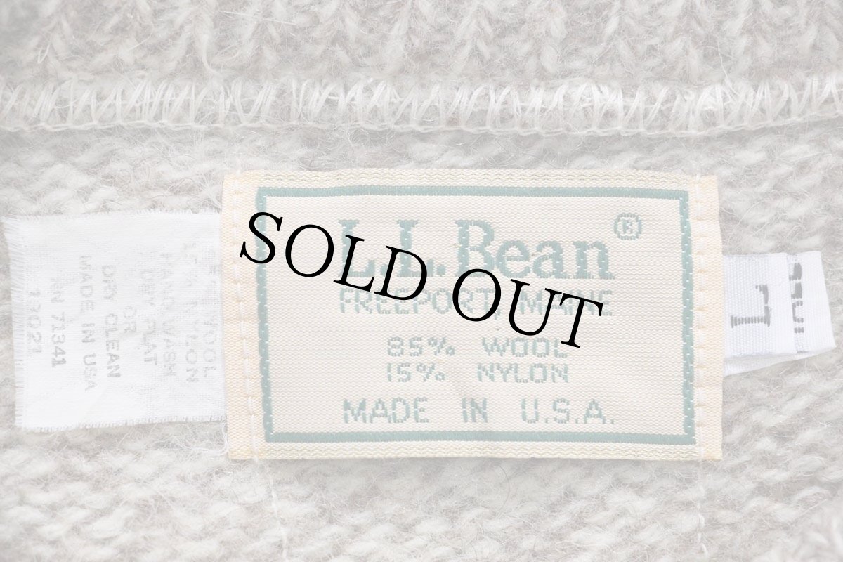 画像4: 80s USA製 L.L.Bean 無地 ウールニット セーター グレーブラウン×ナチュラル ミックス L-T (4)