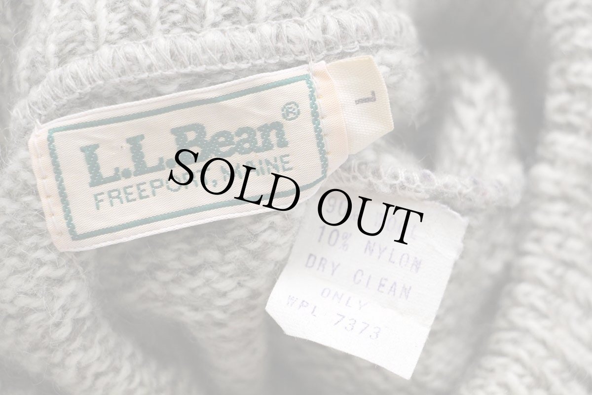 画像4: 80s L.L.Bean 雪柄 ノルディック柄 ウールニット セーター グレーブラウン×ナチュラル ミックス L (4)