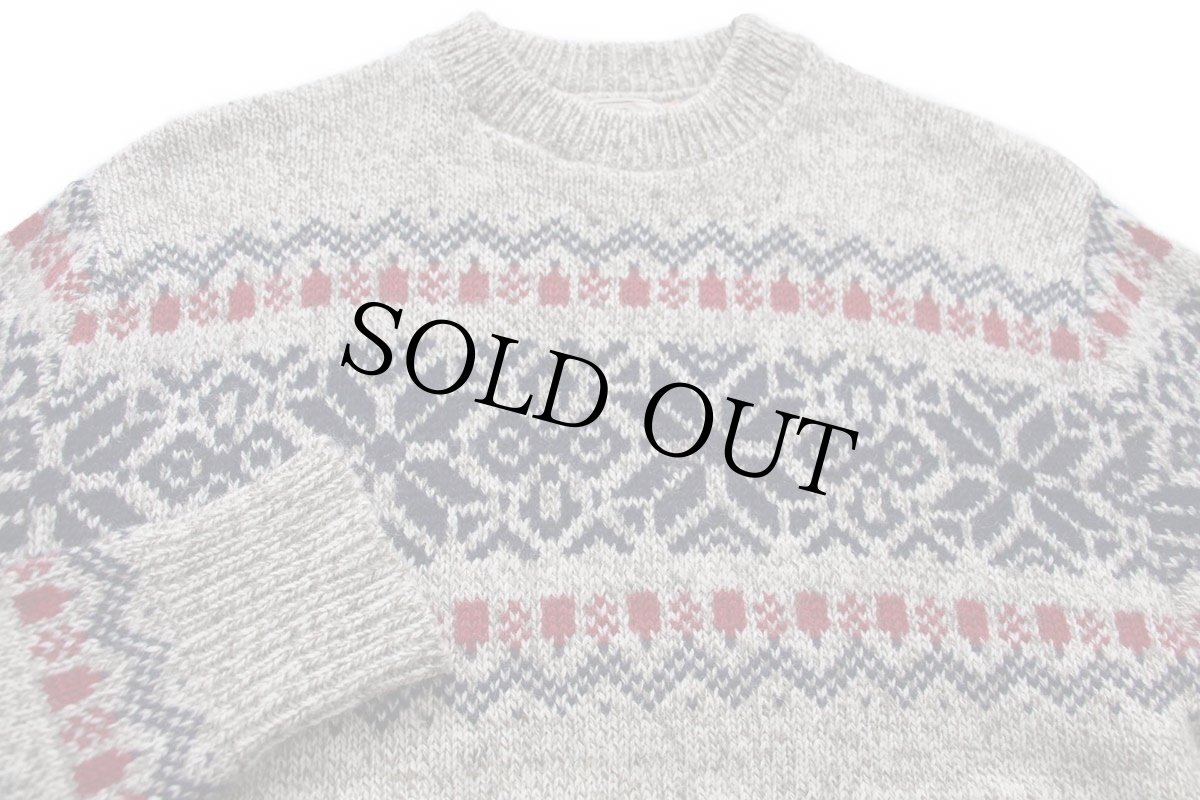 画像3: 80s L.L.Bean 雪柄 ノルディック柄 ウールニット セーター グレーブラウン×ナチュラル ミックス L (3)