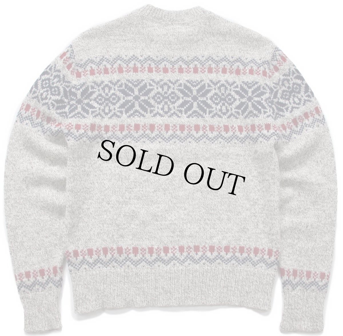 画像2: 80s L.L.Bean 雪柄 ノルディック柄 ウールニット セーター グレーブラウン×ナチュラル ミックス L (2)