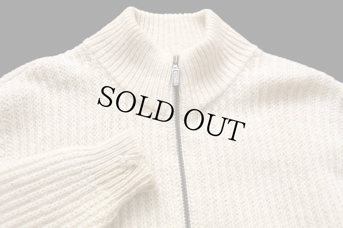 画像3: 80s USA製 L.L.Bean 無地 ウール×アルパカ ドライバーズニット フルジップ セーター ナチュラル W-M (3)