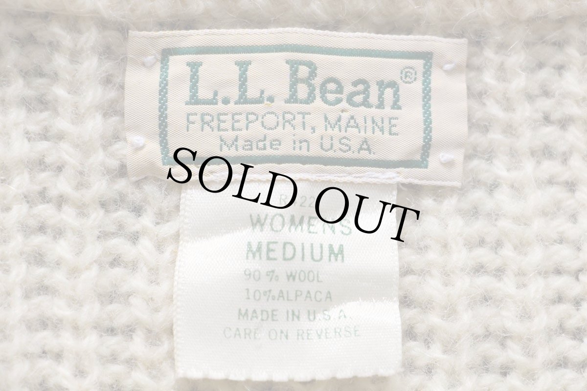 画像4: 80s USA製 L.L.Bean 無地 ウール×アルパカ ドライバーズニット フルジップ セーター ナチュラル W-M (4)