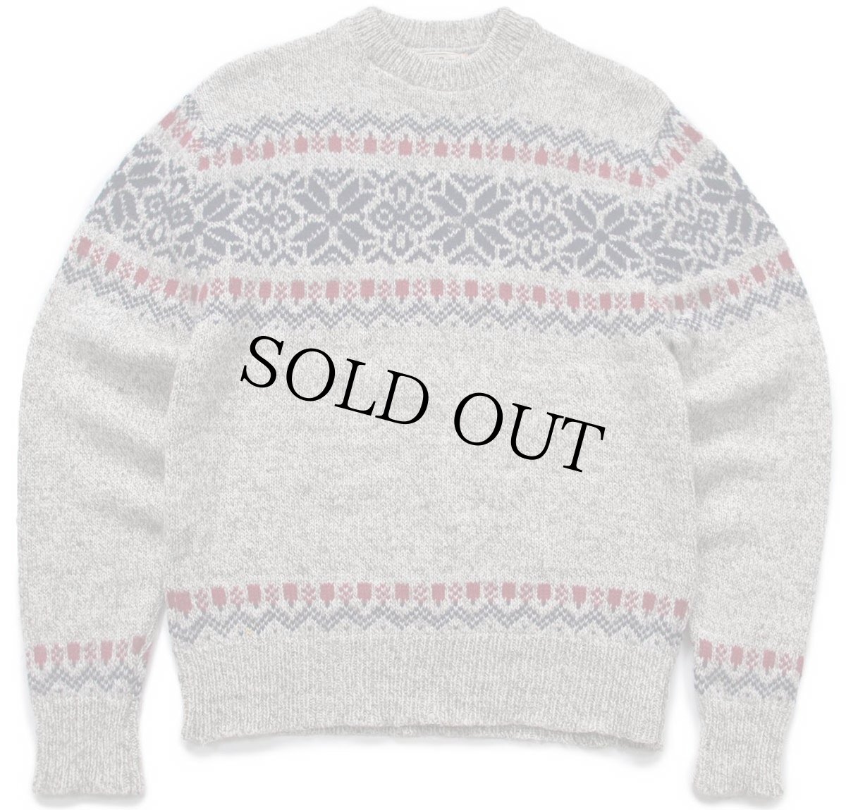 画像1: 80s L.L.Bean 雪柄 ノルディック柄 ウールニット セーター グレーブラウン×ナチュラル ミックス L (1)