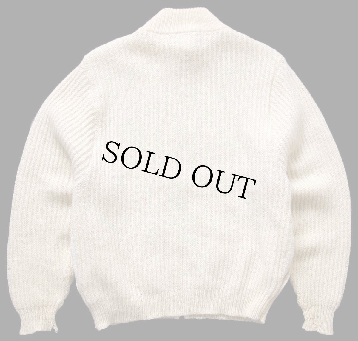 画像2: 80s USA製 L.L.Bean 無地 ウール×アルパカ ドライバーズニット フルジップ セーター ナチュラル W-M (2)