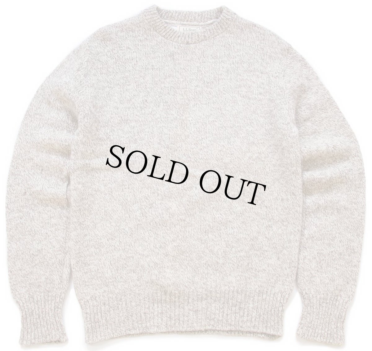 画像1: 80s USA製 L.L.Bean 無地 ウールニット セーター グレーブラウン×ナチュラル ミックス L-T (1)