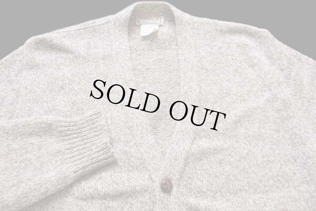 画像3: 80s USA製 L.L.Bean 無地 ウールニット カーディガン グレーブラウン×ナチュラル ミックス L (3)