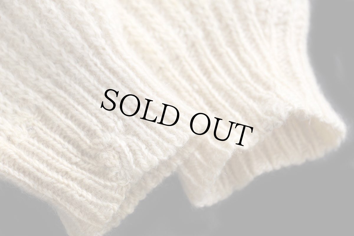 画像7: 80s USA製 L.L.Bean 無地 ウール×アルパカ ドライバーズニット フルジップ セーター ナチュラル W-M (7)