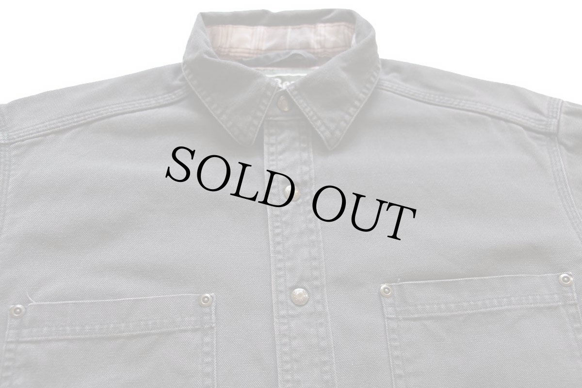 画像3: カナダ製 L.L.Bean タータンチェック ネルライナー コットン キャンバス ラインドハリケーンシャツ モスグリーン S (3)