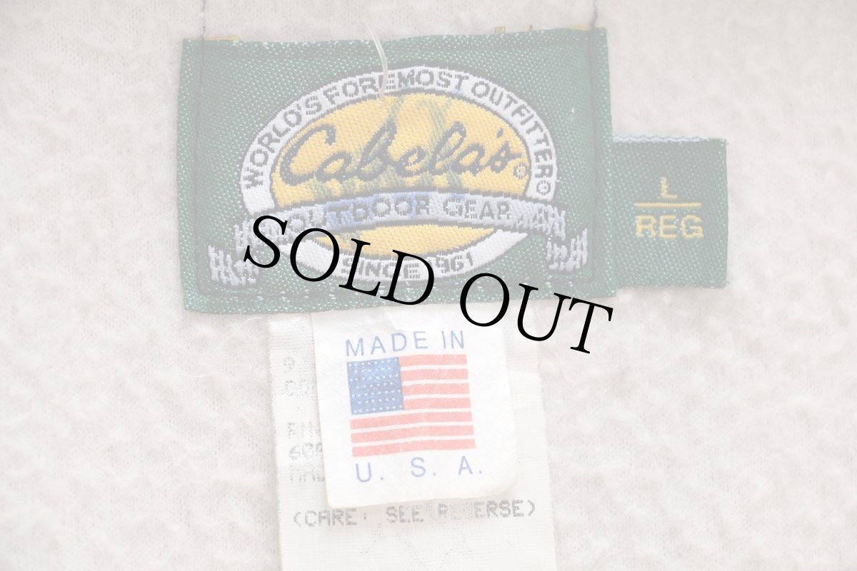 画像4: 90s USA製 Cabela'sカベラス リアルツリーカモ ハーフジップ プルオーバー フリースパーカー L-R (4)