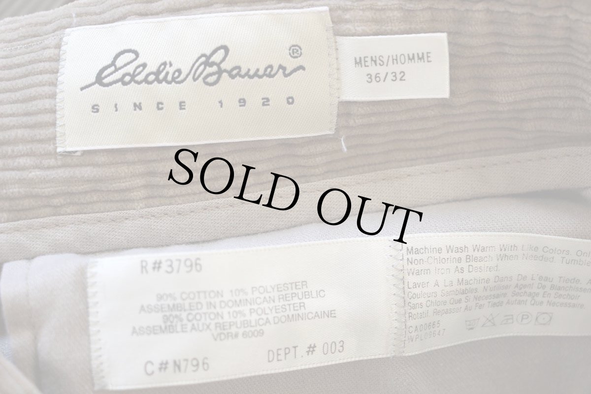画像6: 00s EddieBauerエディーバウアー ツータック 太畝 コーデュロイパンツ ベージュ W36 L32★スラックス (6)