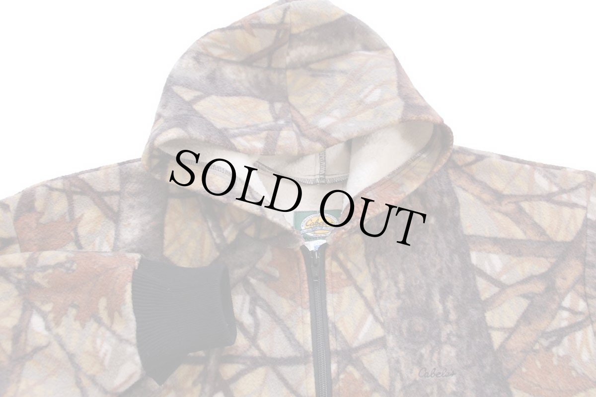 画像3: 90s USA製 Cabela'sカベラス リアルツリーカモ ハーフジップ プルオーバー フリースパーカー L-R (3)