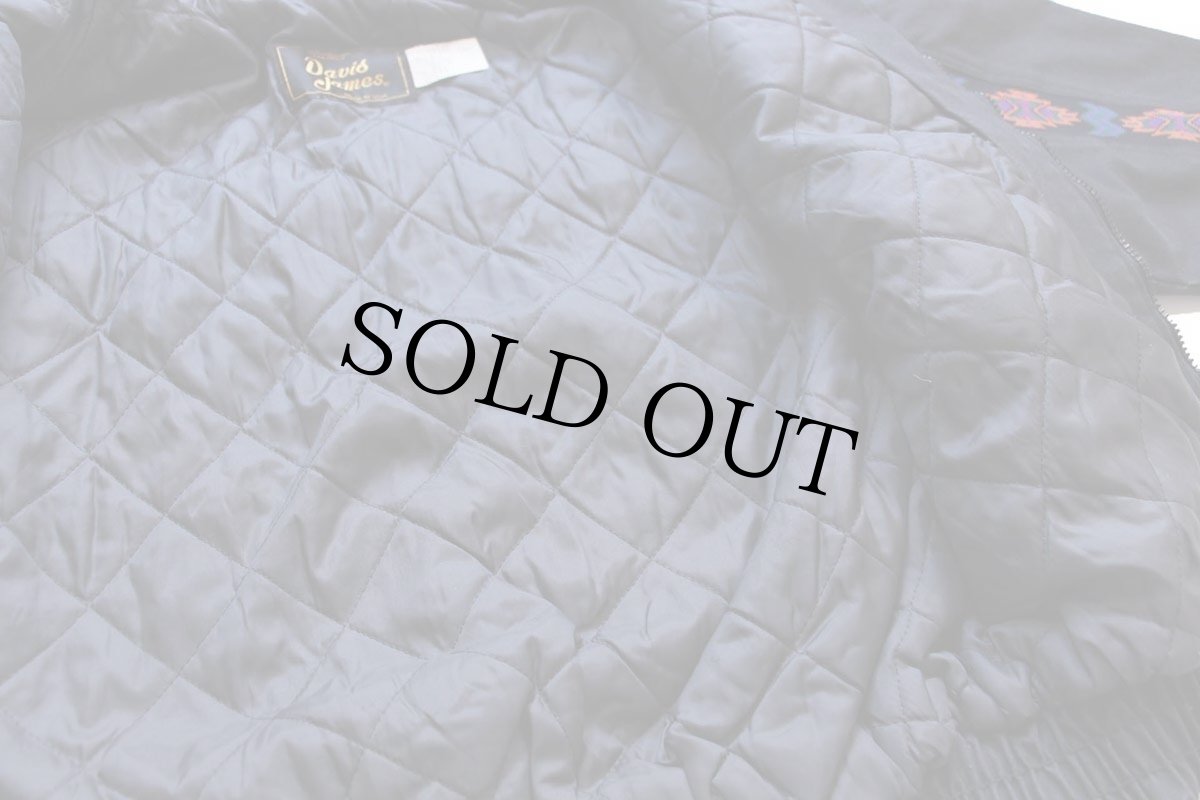 画像5: 80s USA製 David James ネイティブ柄 ニット&ツートン切り替え アシンメトリー キルティングライナー ジャケット 薄黒×緑 L (5)