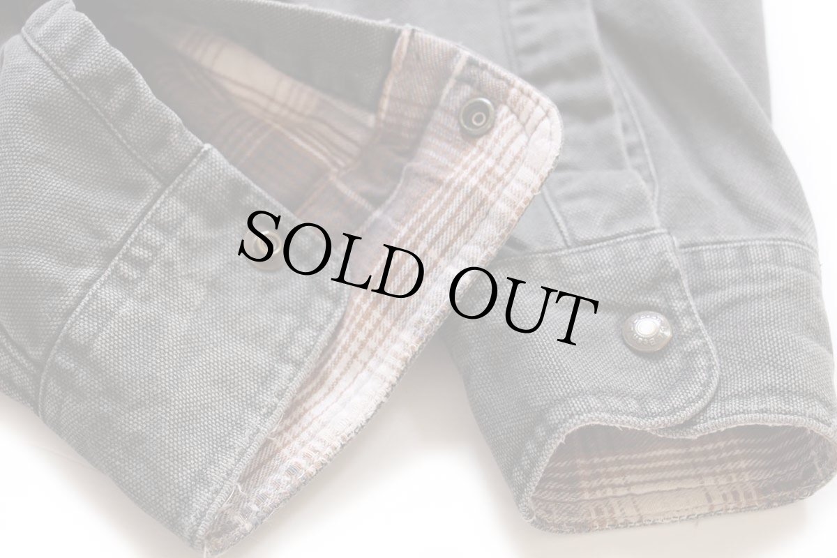 画像6: カナダ製 L.L.Bean タータンチェック ネルライナー コットン キャンバス ラインドハリケーンシャツ モスグリーン S (6)