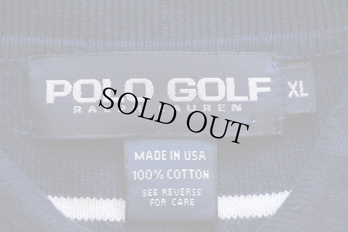 画像4: 90s USA製 POLO GOLF ラルフローレン ボーダー コットンニット ポロシャツ 紺×白 XL★セーター (4)