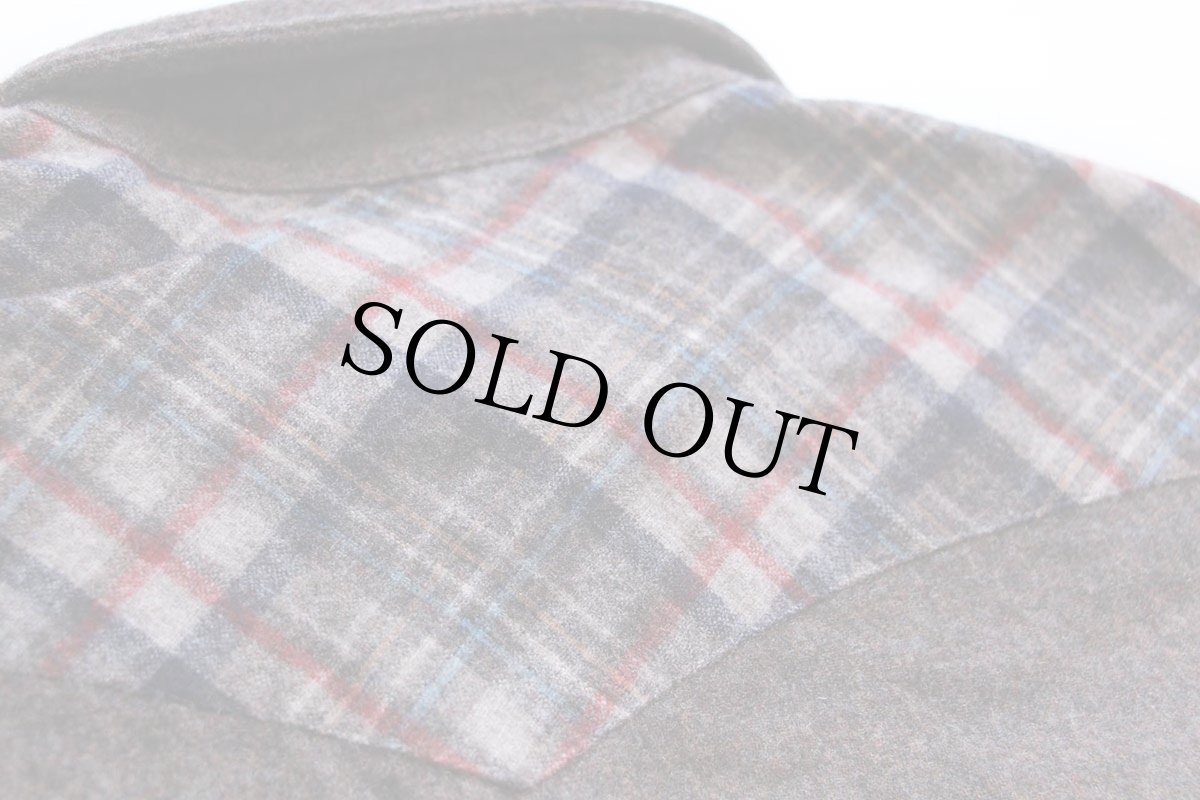 画像5: 70s USA製 PENDLETONペンドルトン チェック ヨーク切り替え ウール ウエスタンシャツ ブラウン ミックス M (5)