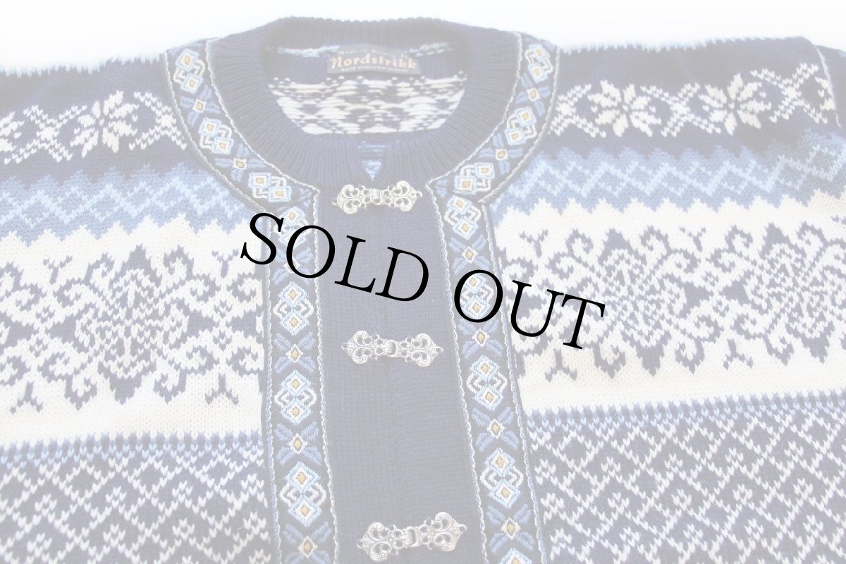 画像3: ノルウェー製 nordstrikk ノルディック柄 チロリアンテープ ウールニット カーディガン XXL★特大 (3)