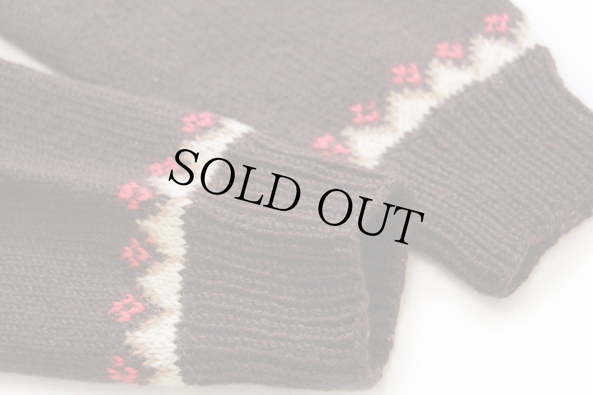 画像6: 60s ノルウェー製 HUSFLIDEN 丸ヨーク ノルディック柄 ノルウェージャン ウール ハンドニット カーディガン (6)