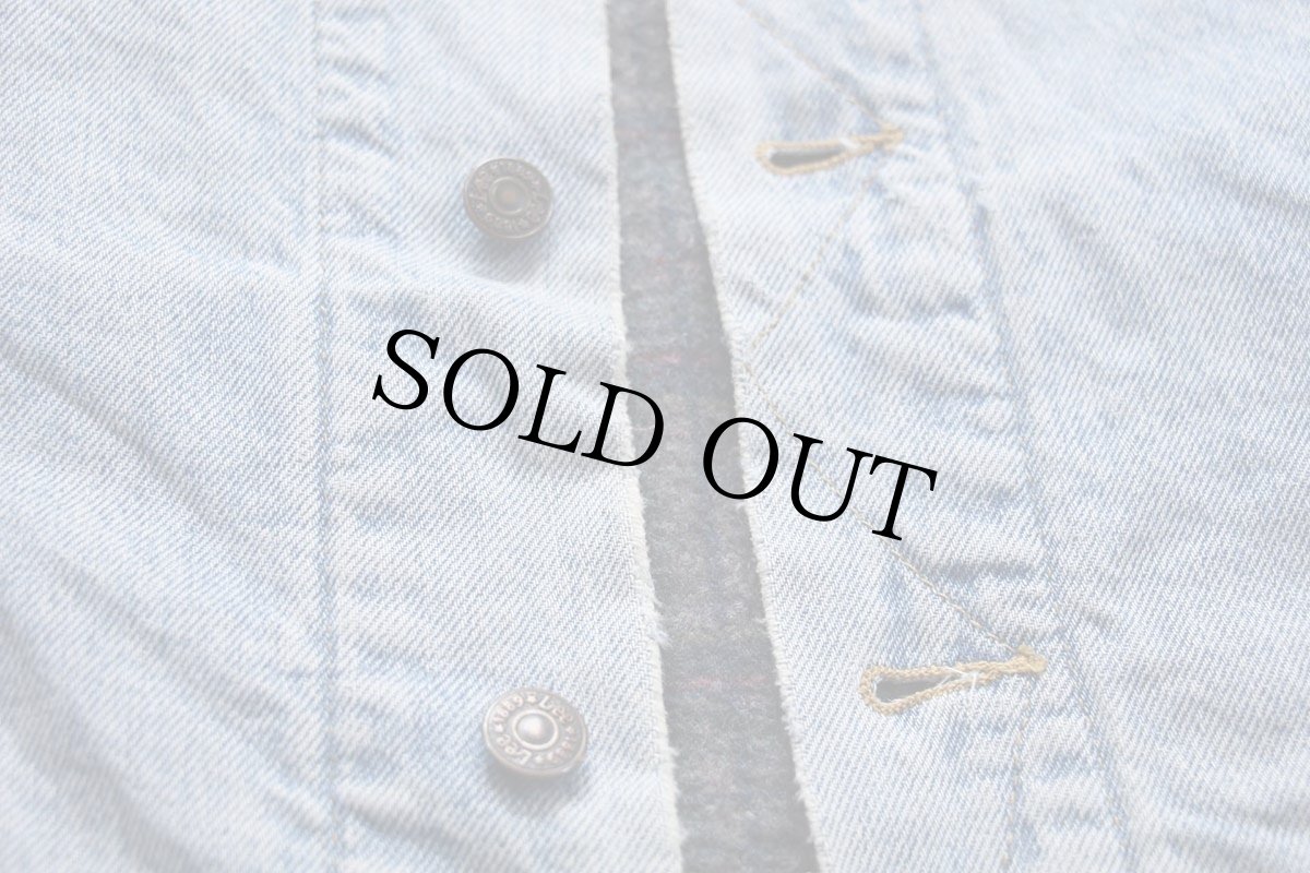 画像7: 90s Leeリー チェック ブランケットライナー デニムジャケット 4ポケット XL (7)