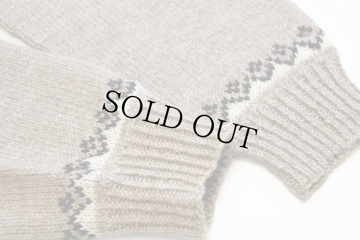 画像6: 60s ノルウェー製 Husfliden 丸ヨーク ノルディック柄 スタンドカラー ウール ハンドニット カーディガン (6)