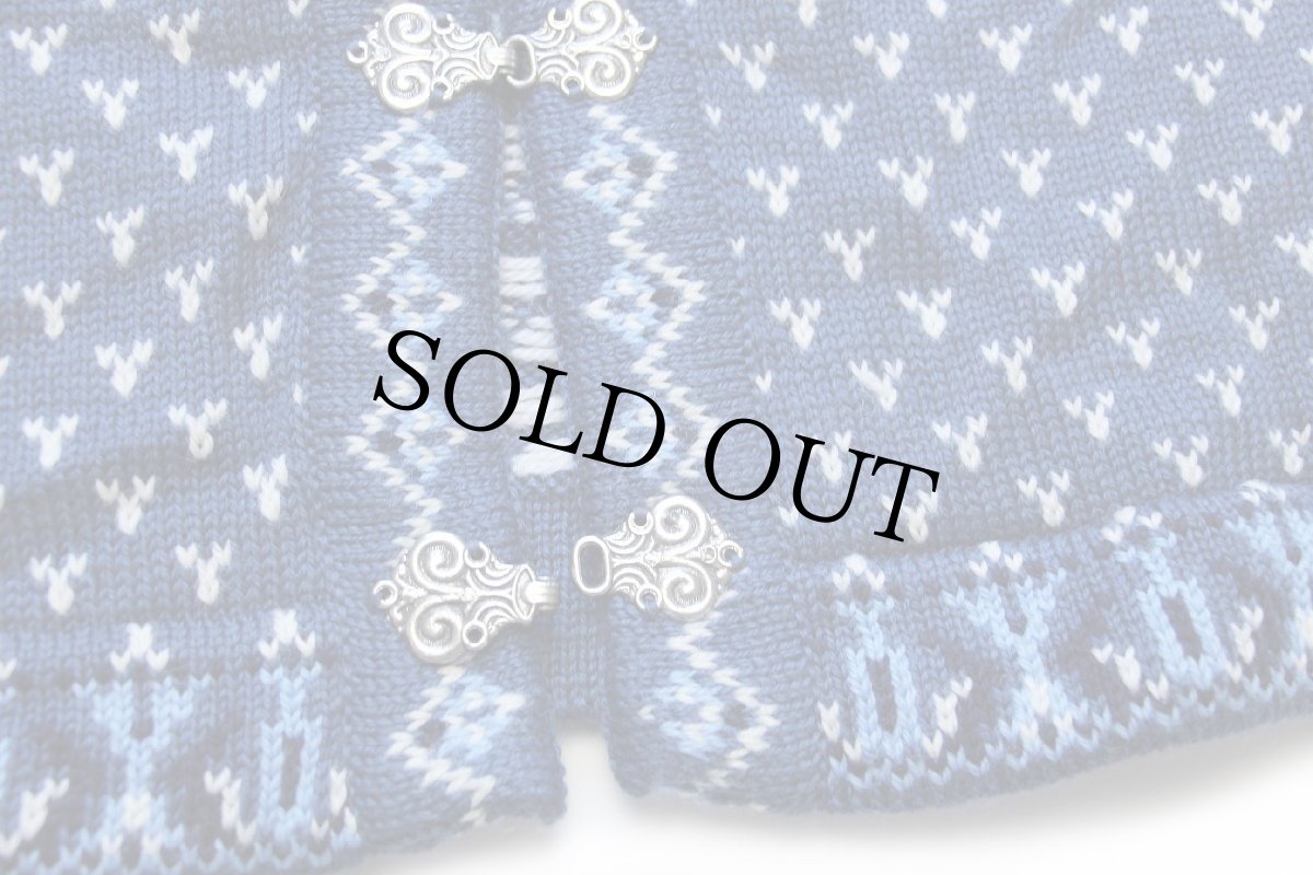 画像6: ノルウェー製 nordstrikk ノルディック柄 スタンドカラー ウールニット カーディガン M (6)