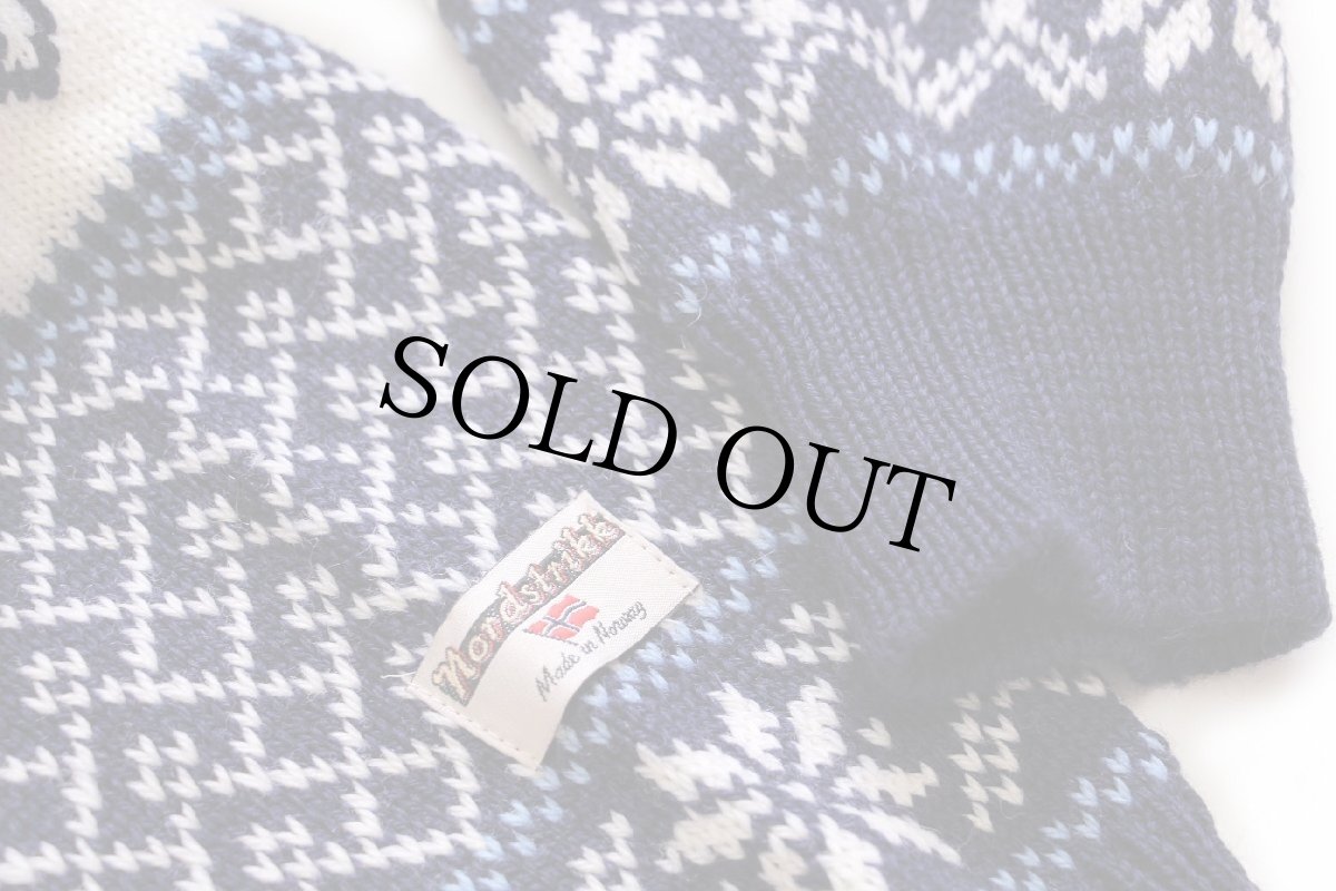 画像7: ノルウェー製 nordstrikk ノルディック柄 モックネック ウールニット セーター S (7)