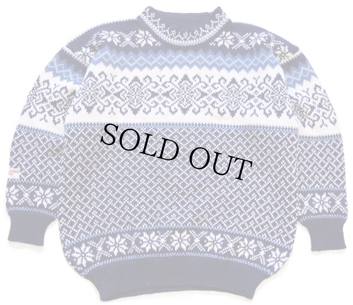画像1: ノルウェー製 nordstrikk ノルディック柄 モックネック ウールニット セーター S (1)