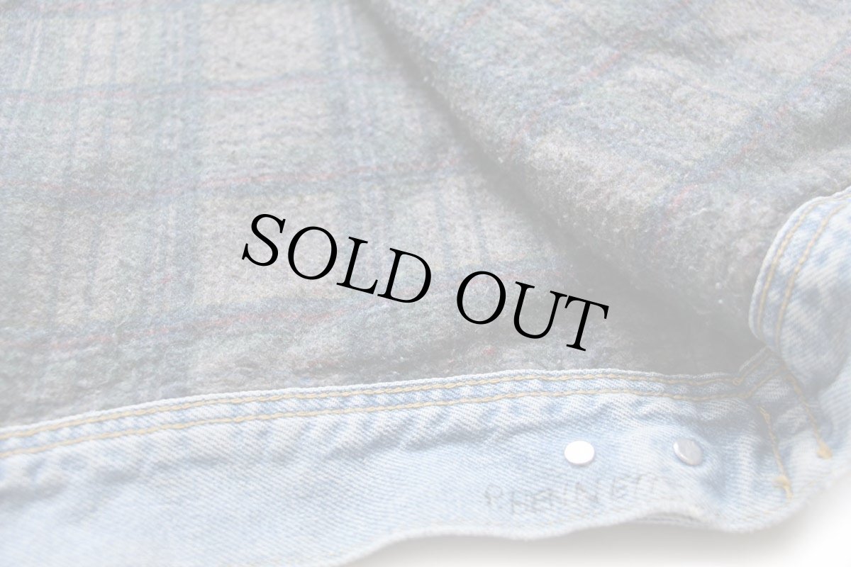 画像5: 90s Leeリー チェック ブランケットライナー デニムジャケット 4ポケット XL (5)