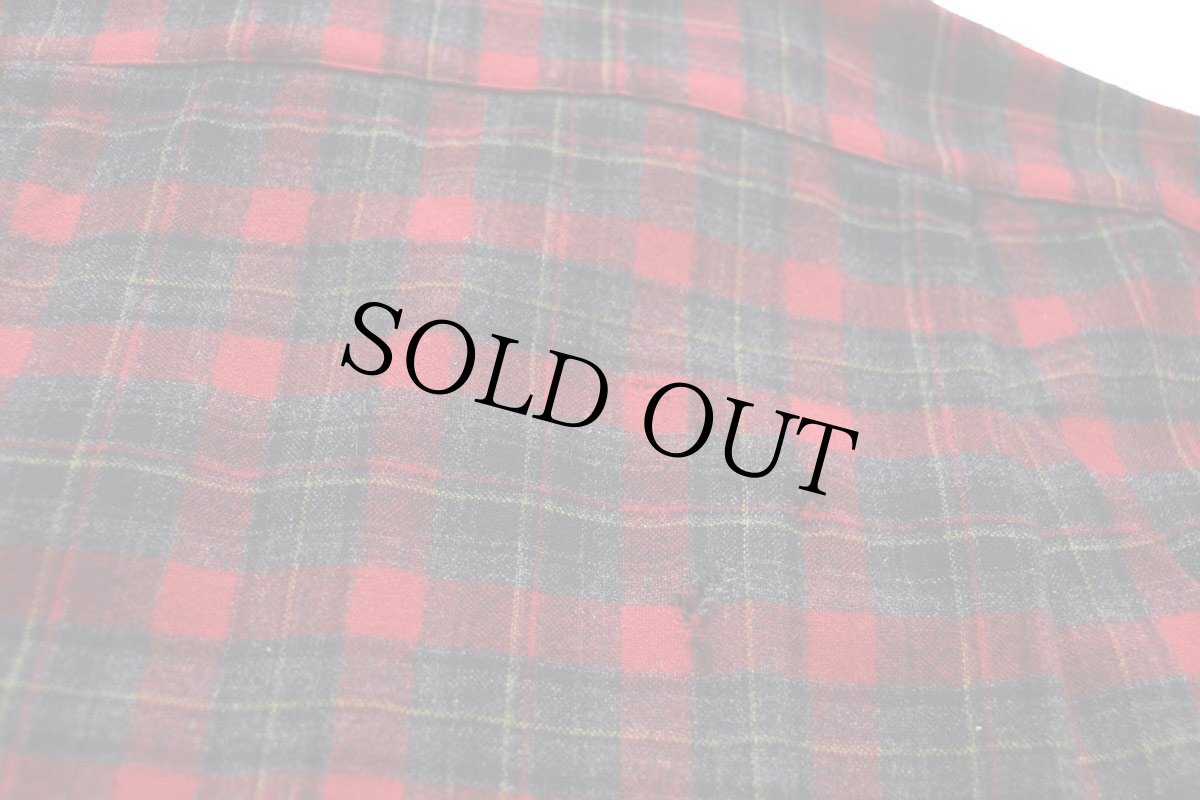 画像8: 60s PENDLETONペンドルトン チェック オープンカラー ウールシャツ ボロ L (8)