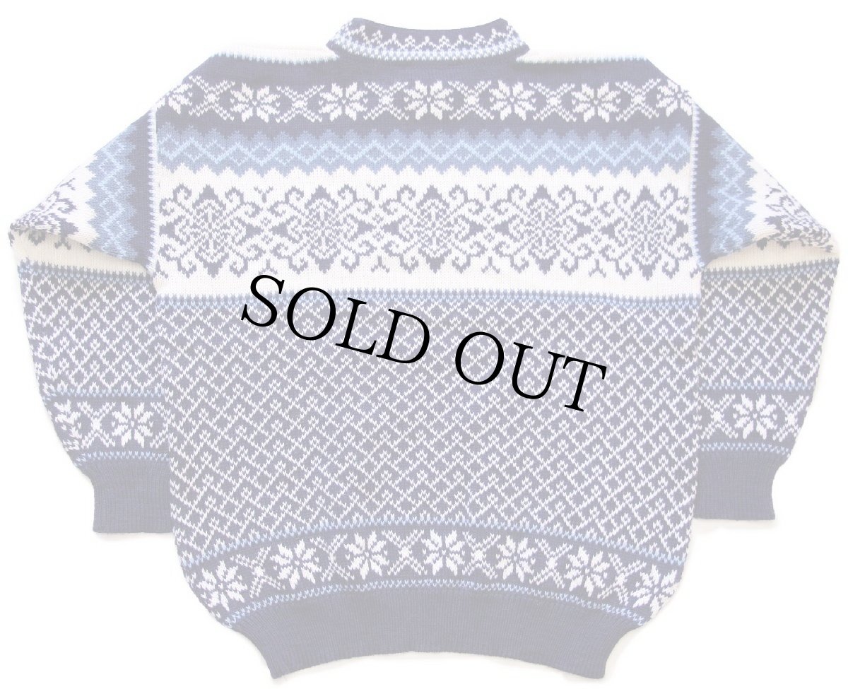 画像2: ノルウェー製 nordstrikk ノルディック柄 モックネック ウールニット セーター S (2)