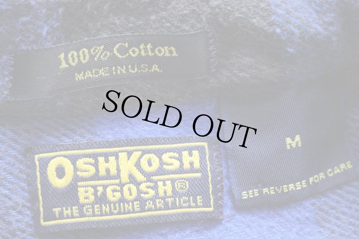 画像4: 90s USA製 OSHKOSH B'GOSH バッファローチェック コットン フランネルシャツ 青×黒 M (4)
