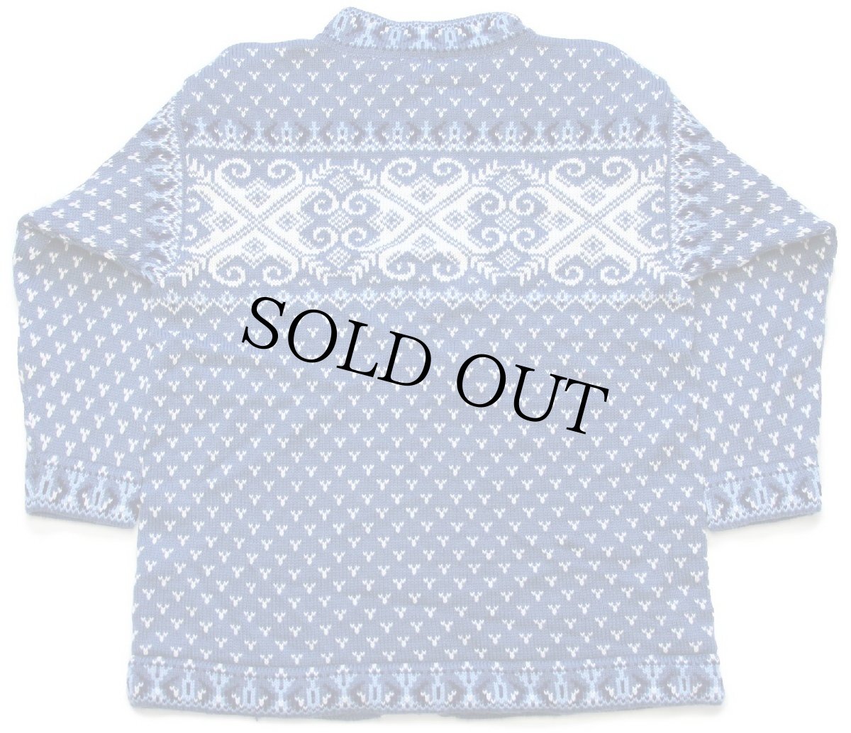 画像2: ノルウェー製 nordstrikk ノルディック柄 スタンドカラー ウールニット カーディガン M (2)