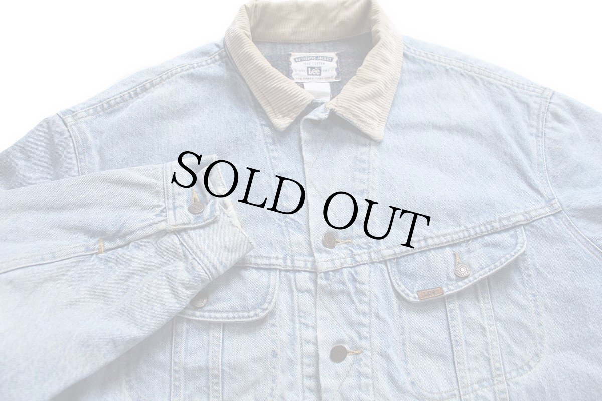 画像3: 90s Leeリー チェック ブランケットライナー デニムジャケット 4ポケット XL (3)