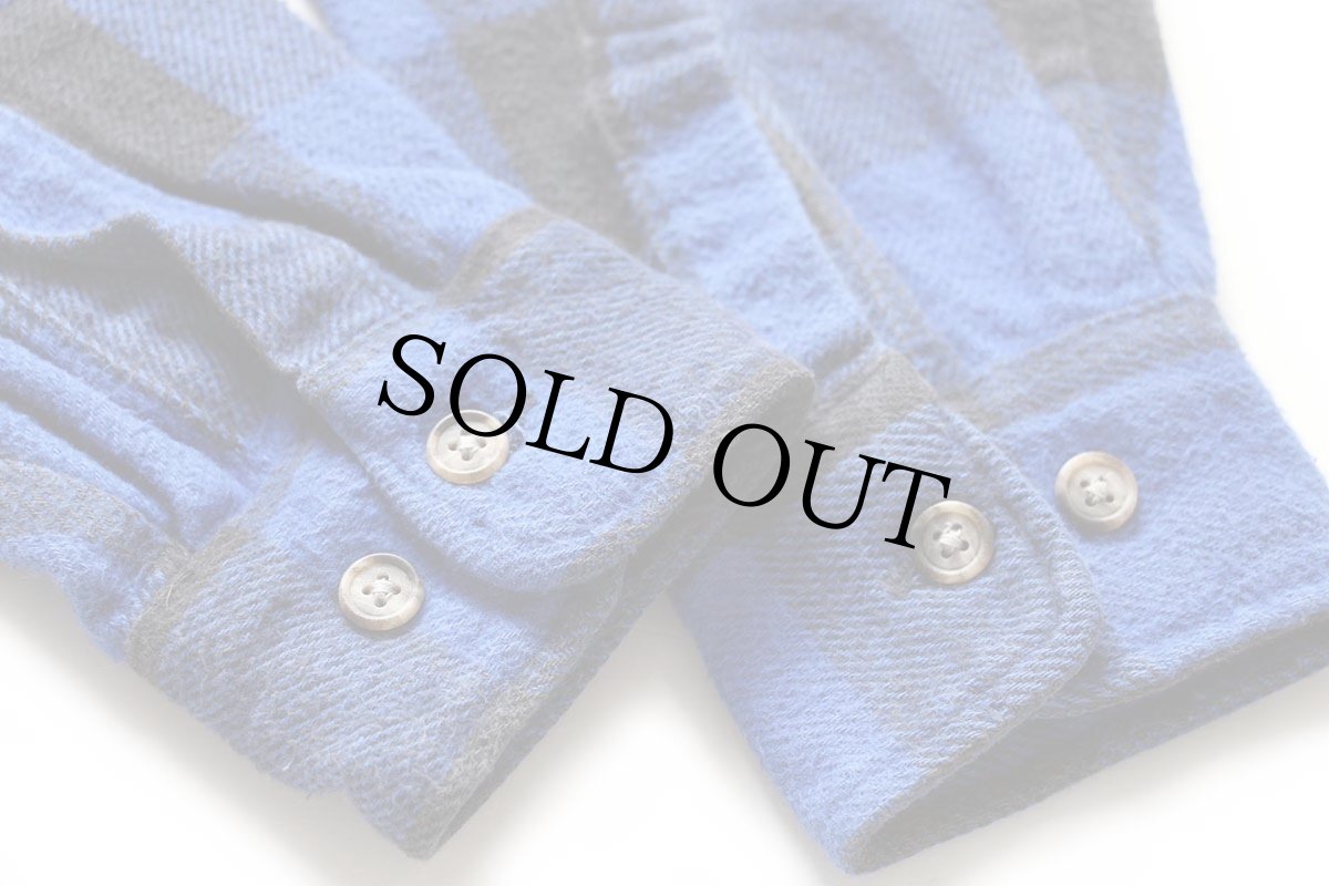 画像6: 90s USA製 OSHKOSH B'GOSH バッファローチェック コットン フランネルシャツ 青×黒 M (6)