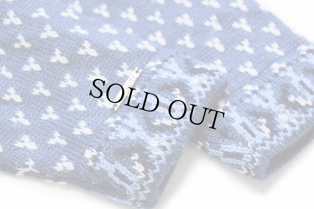 画像7: ノルウェー製 nordstrikk ノルディック柄 スタンドカラー ウールニット カーディガン M (7)