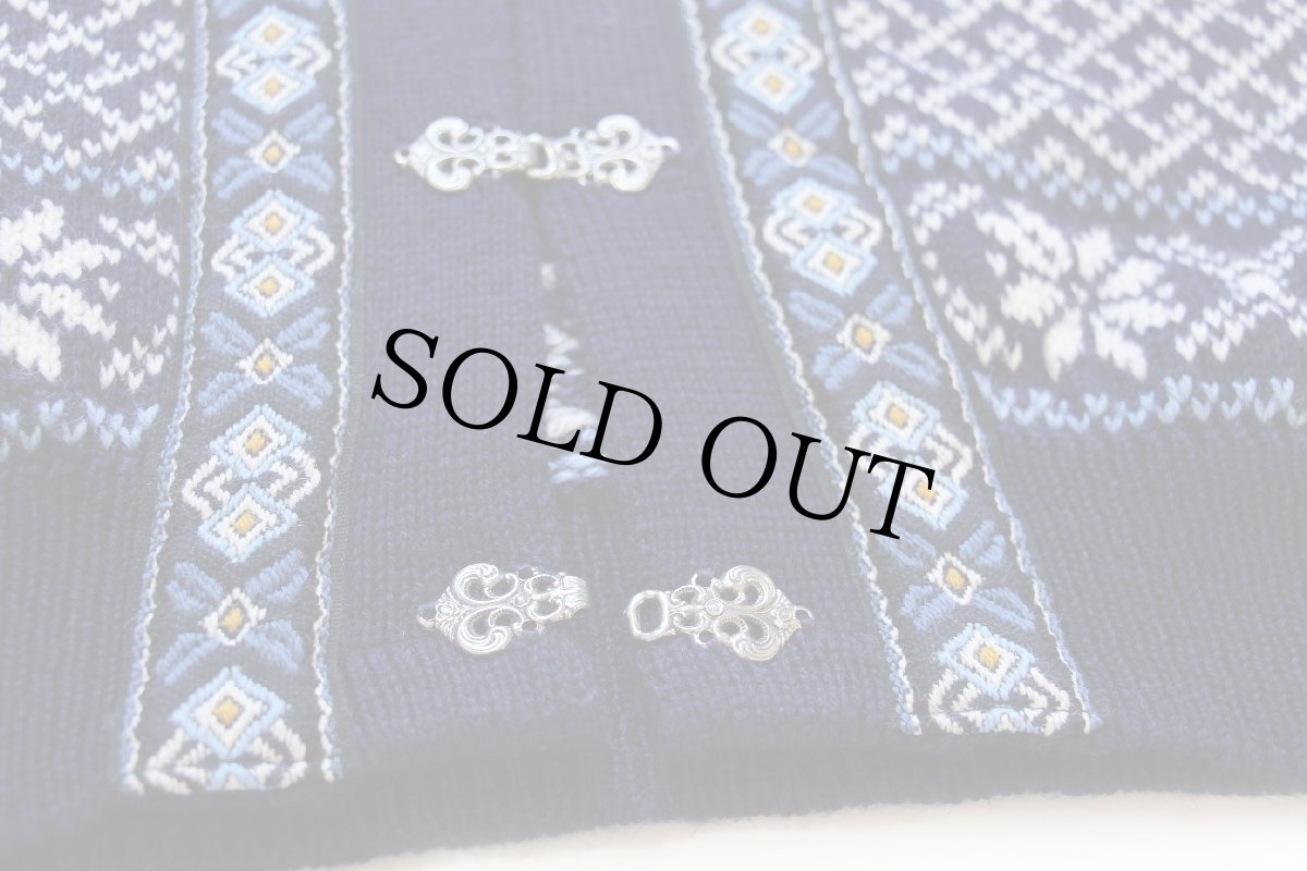 画像6: ノルウェー製 nordstrikk ノルディック柄 チロリアンテープ ウールニット カーディガン XXL★特大 (6)