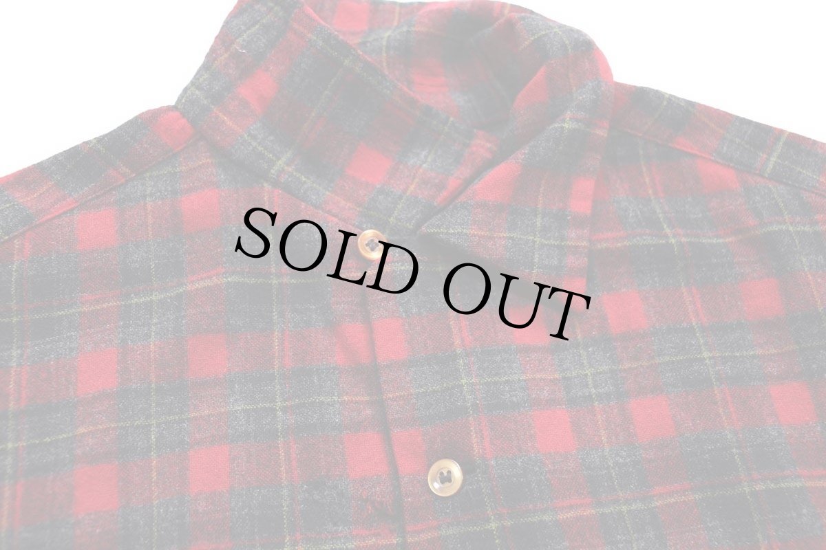 画像3: 60s PENDLETONペンドルトン チェック オープンカラー ウールシャツ ボロ L (3)