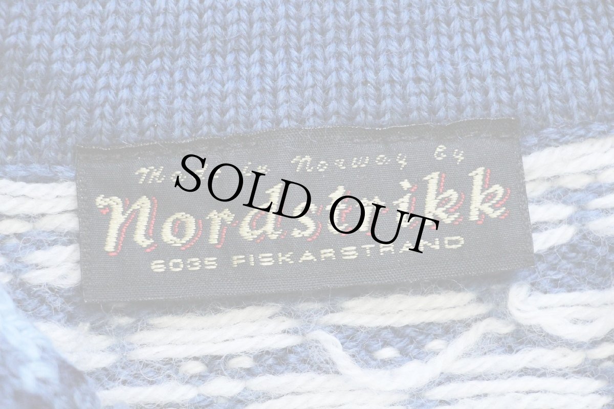 画像4: ノルウェー製 nordstrikk ノルディック柄 スタンドカラー ウールニット カーディガン M (4)