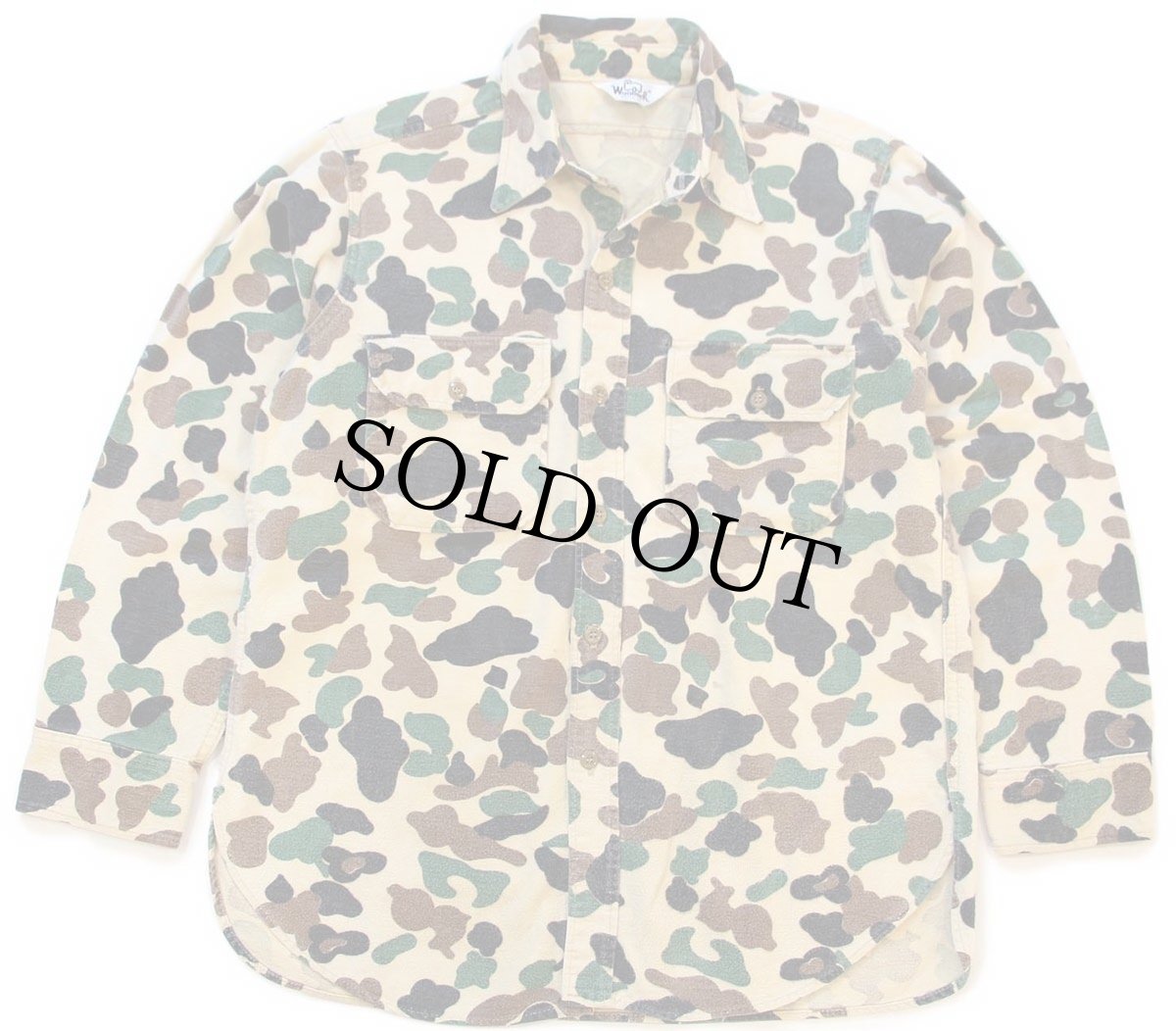 画像1: 70s Woolrichウールリッチ ダックハンターカモ コットン シャモアクロスシャツ (1)