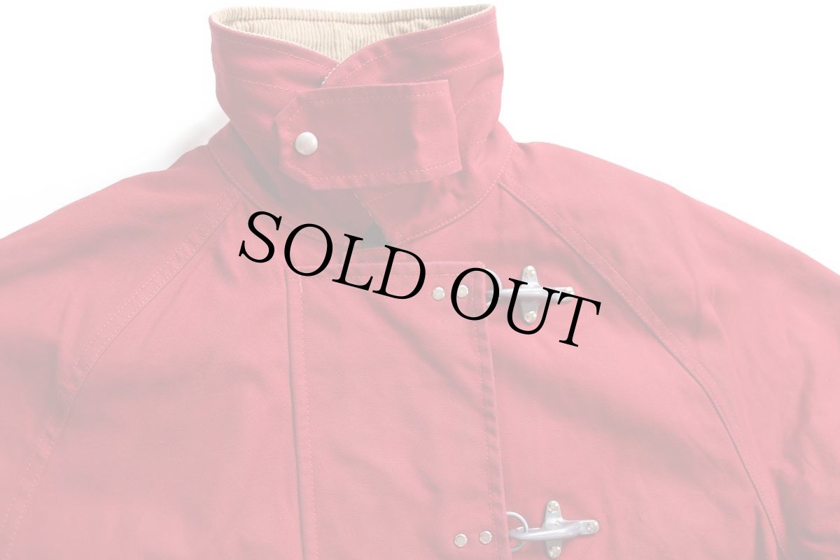 画像3: イタリア製 Fay チンスト&タータンチェックライナー付き コットン キャンバス ファイヤーマンコート 濃赤★ジャケット (3)