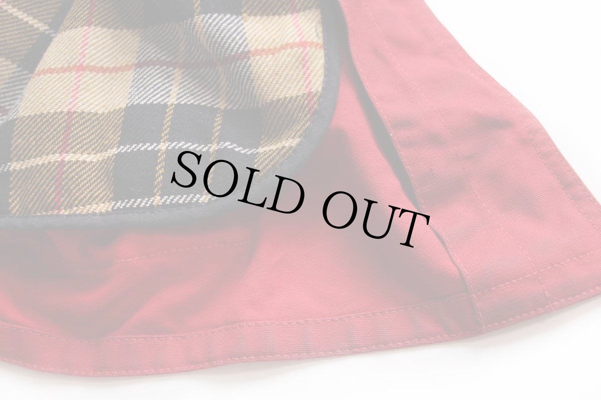 画像8: イタリア製 Fay チンスト&タータンチェックライナー付き コットン キャンバス ファイヤーマンコート 濃赤★ジャケット (8)