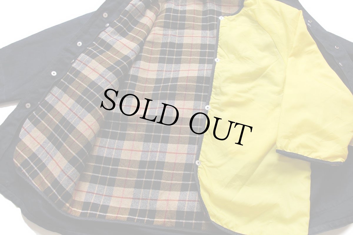 画像6: イタリア製 Fay チンスト&タータンチェックライナー付き コットン キャンバス ファイヤーマンコート 紺★ジャケット (6)