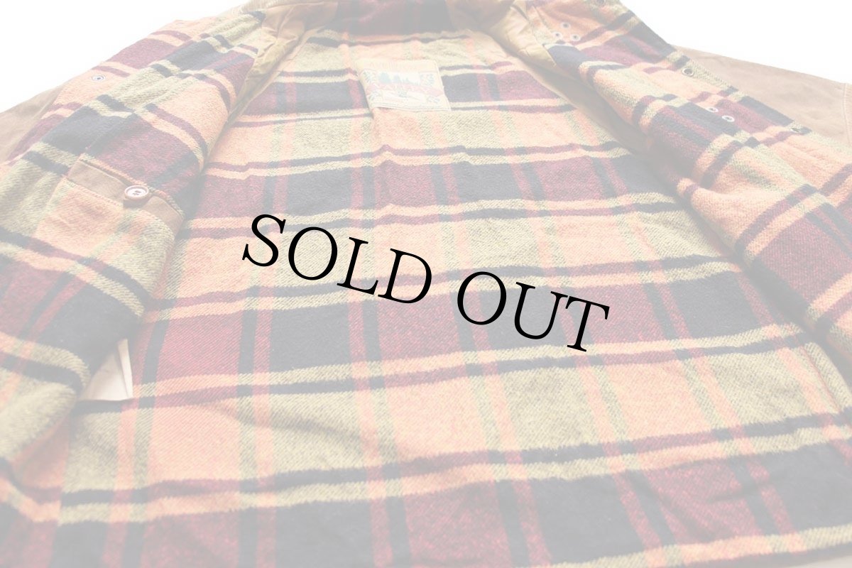 画像5: 90s SAVE THE FOREST VALLEY チェック ネルライナー スエードレザー ファイヤーマンコート 茶★ジャケット (5)