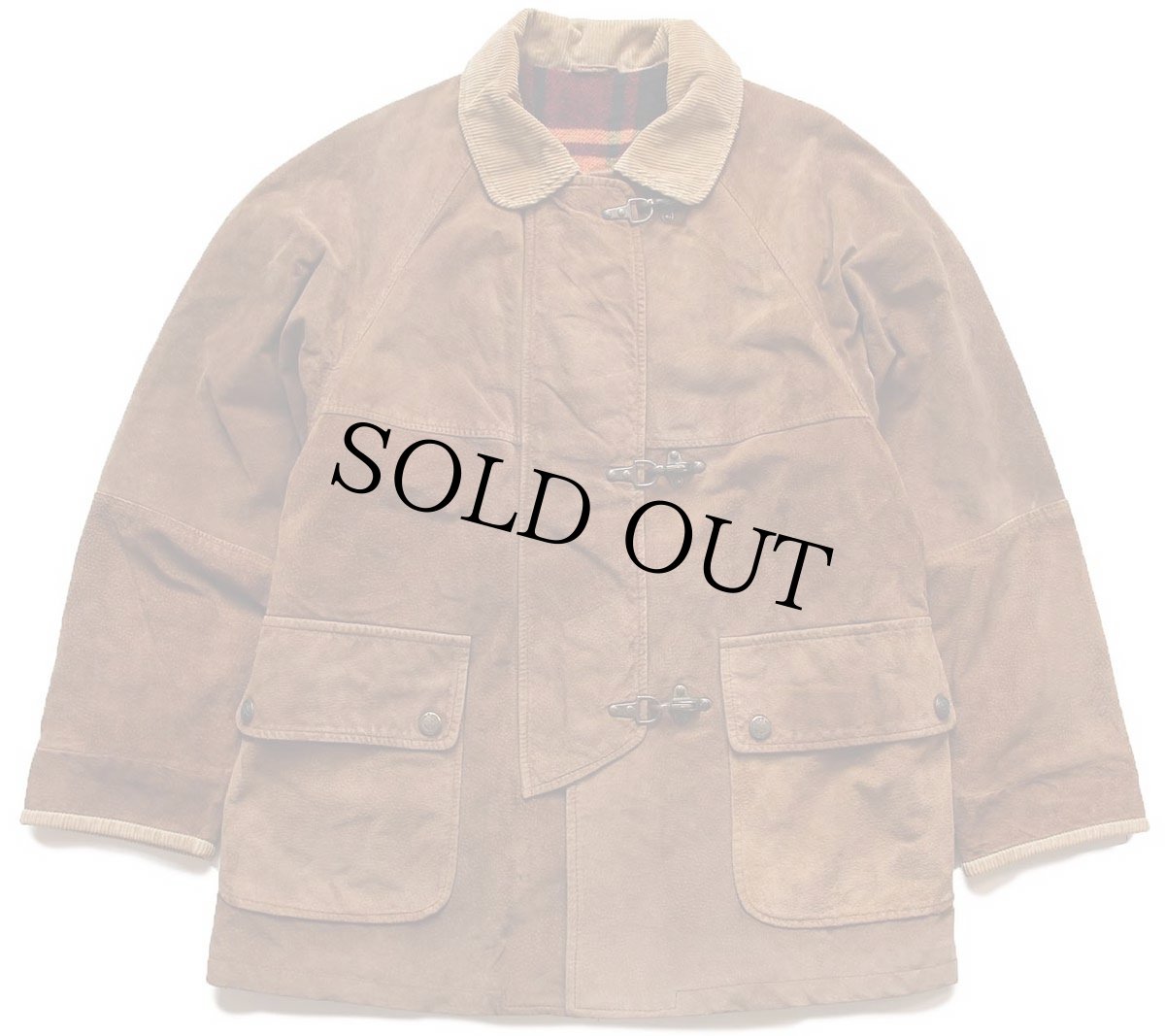 画像1: 90s SAVE THE FOREST VALLEY チェック ネルライナー スエードレザー ファイヤーマンコート 茶★ジャケット (1)