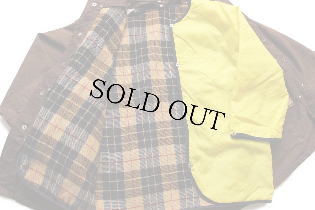 画像6: イタリア製 Fay チンスト&タータンチェックライナー付き コットン キャンバス ファイヤーマンコート 焦げ茶★ジャケット (6)