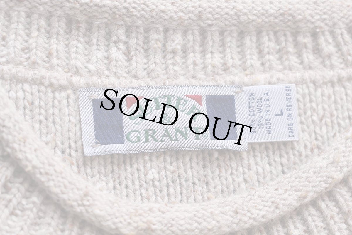 画像4: 90s USA製 SUTTER&GRANT ロールネック ネップ入り 裏メリヤス編み コットン×ウールニット セーター グレーベージュ L (4)